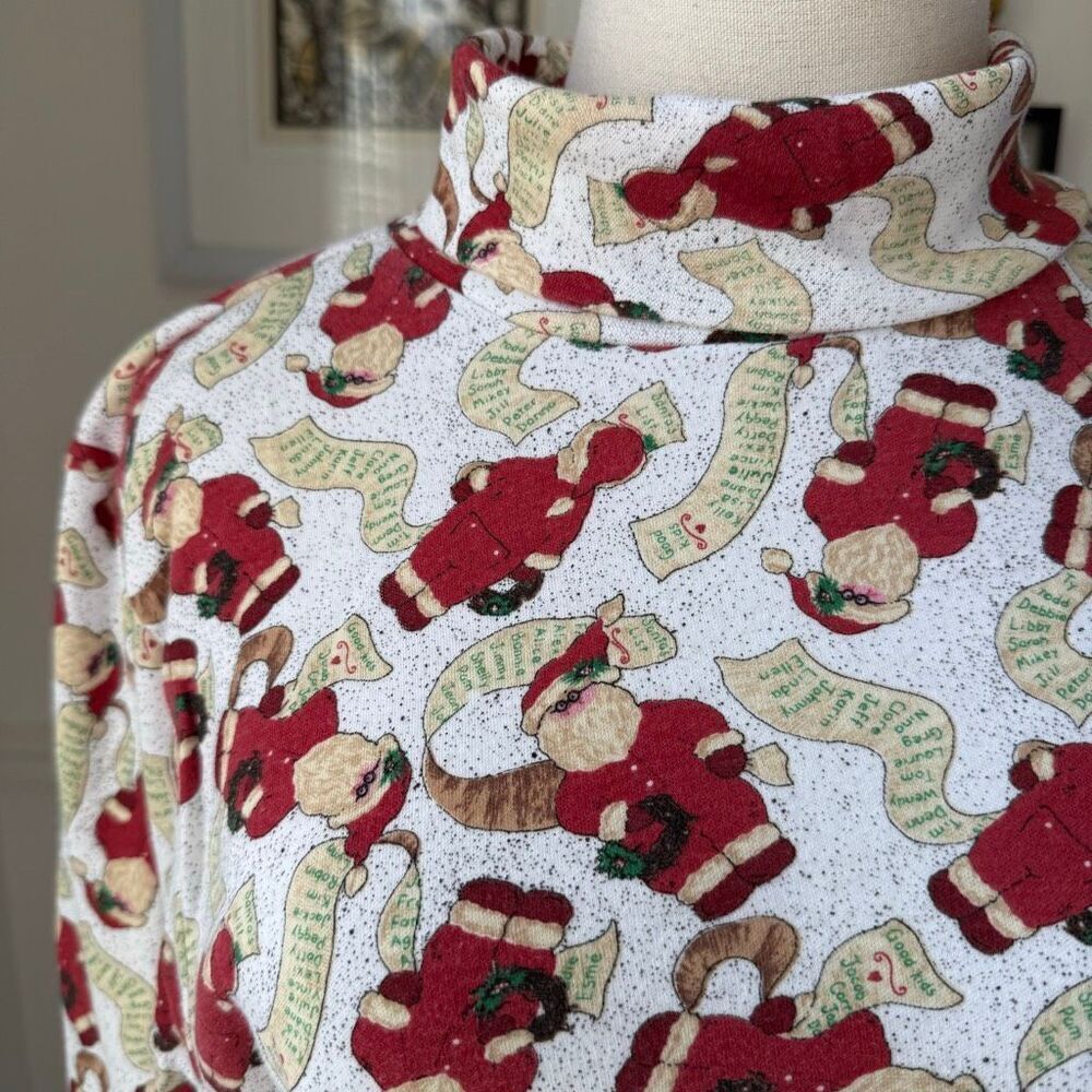 Vintage Cornerstone Santa Christmas List Turtleneck XL